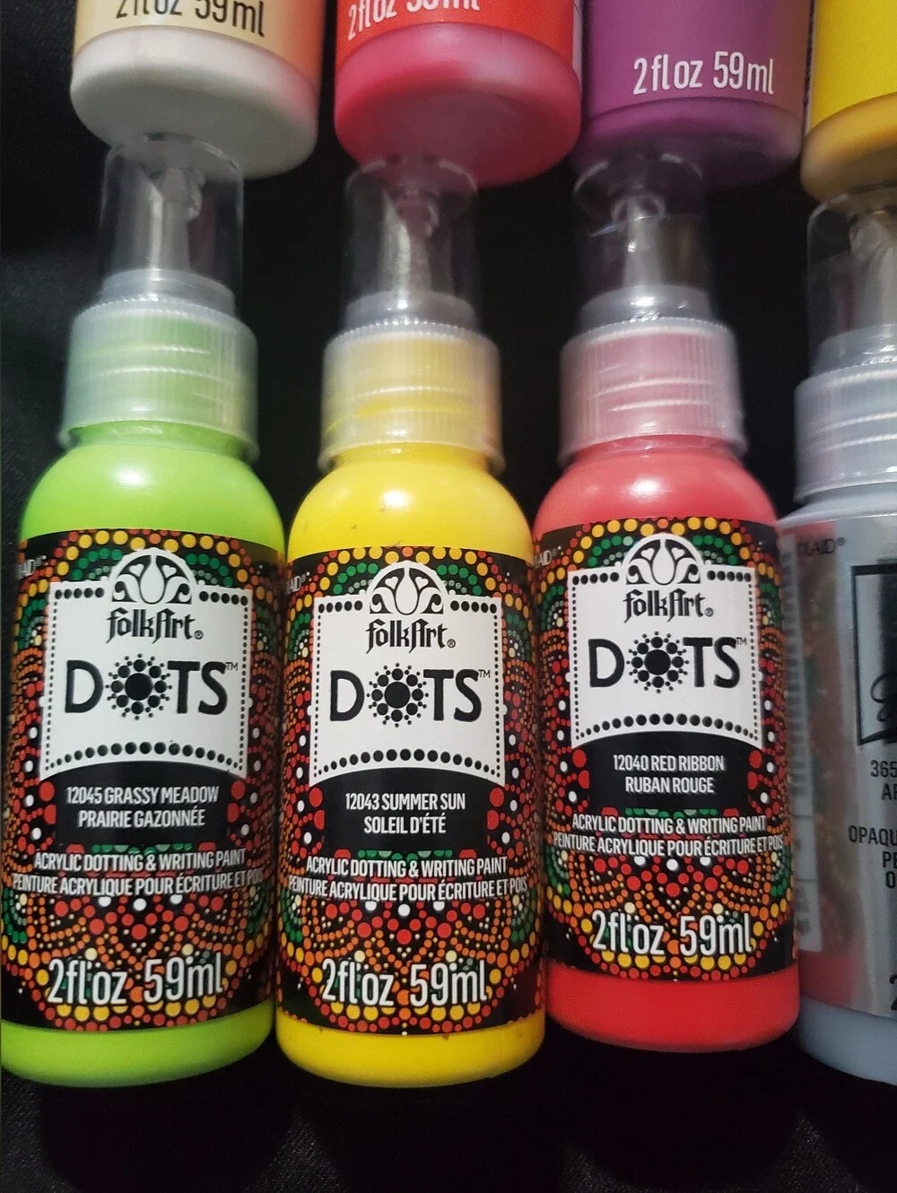 10 New  Folk Art Glass Paint Murano Transparent Metallic &dots Paint 2fl Oz Each